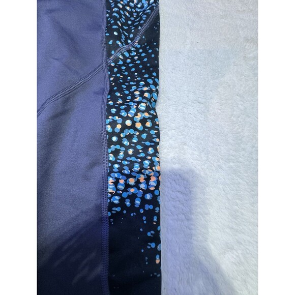 Under Armour Womens  Compression Full Length Leggings Pocket  Sz M Navy Blue Geo - Picture 4 of 9